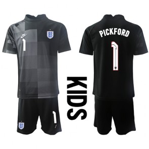 Lacne Dětský Futbalové dres Anglicko Jordan Pickford #1 Brankarsky  MS 2022 Krátky Rukáv - Domáci (+ trenírky)